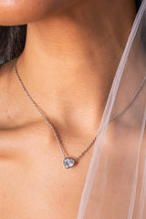 Crystal Heart Pendant Necklace – Romantic Special Occasion Jewelry Stainless Steel Silver | Alex and Ani