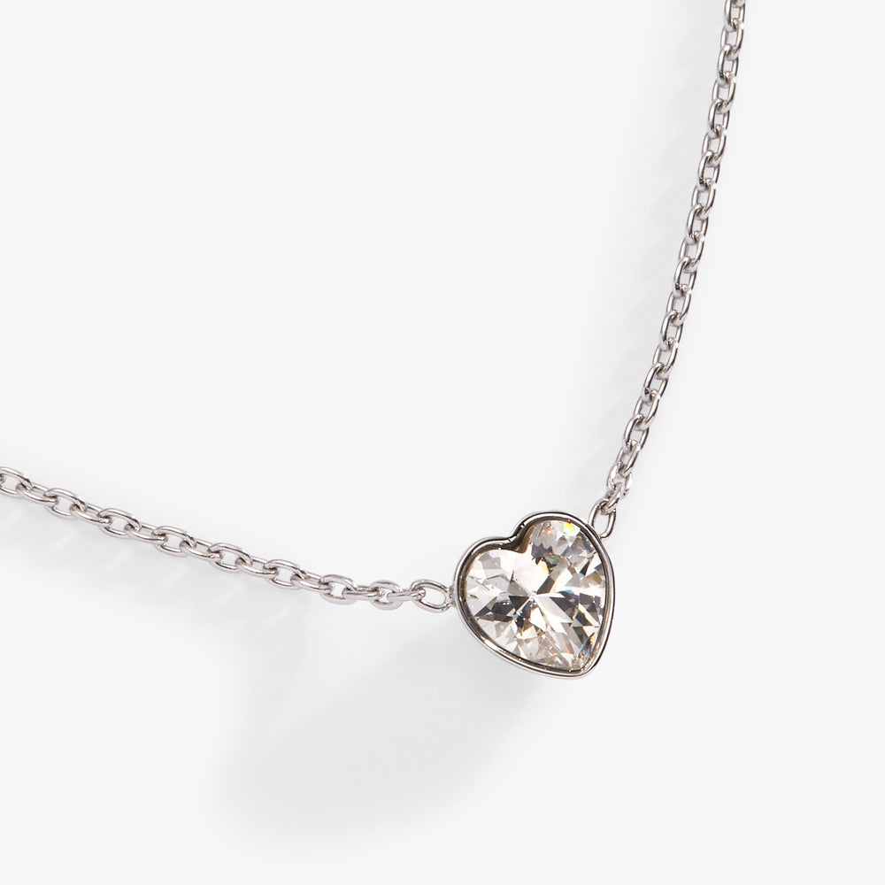 Crystal Heart Pendant Necklace – Romantic Special Occasion Jewelry Stainless Steel Silver | Alex and Ani