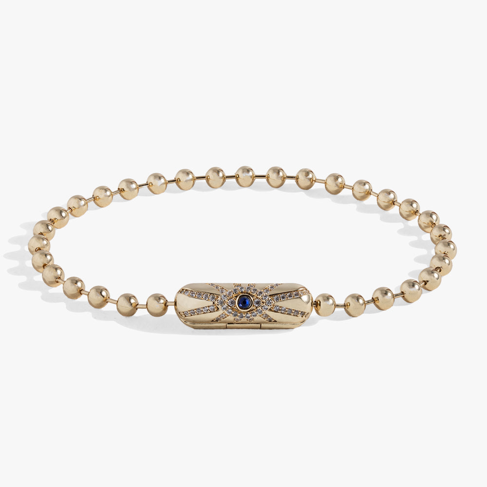 Evil Eye Barrel Closure Bracelet Gold | Alex and Ani
