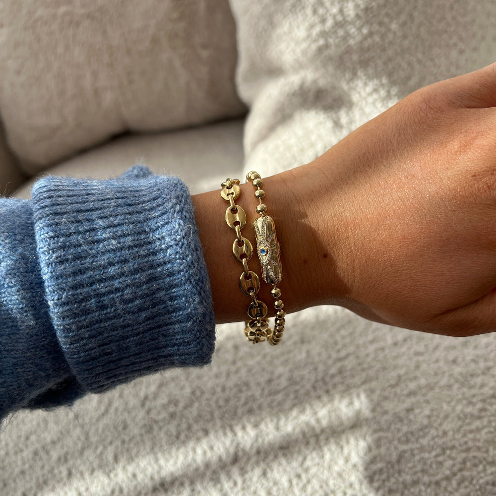 Evil Eye Barrel Closure Bracelet Gold | Alex and Ani