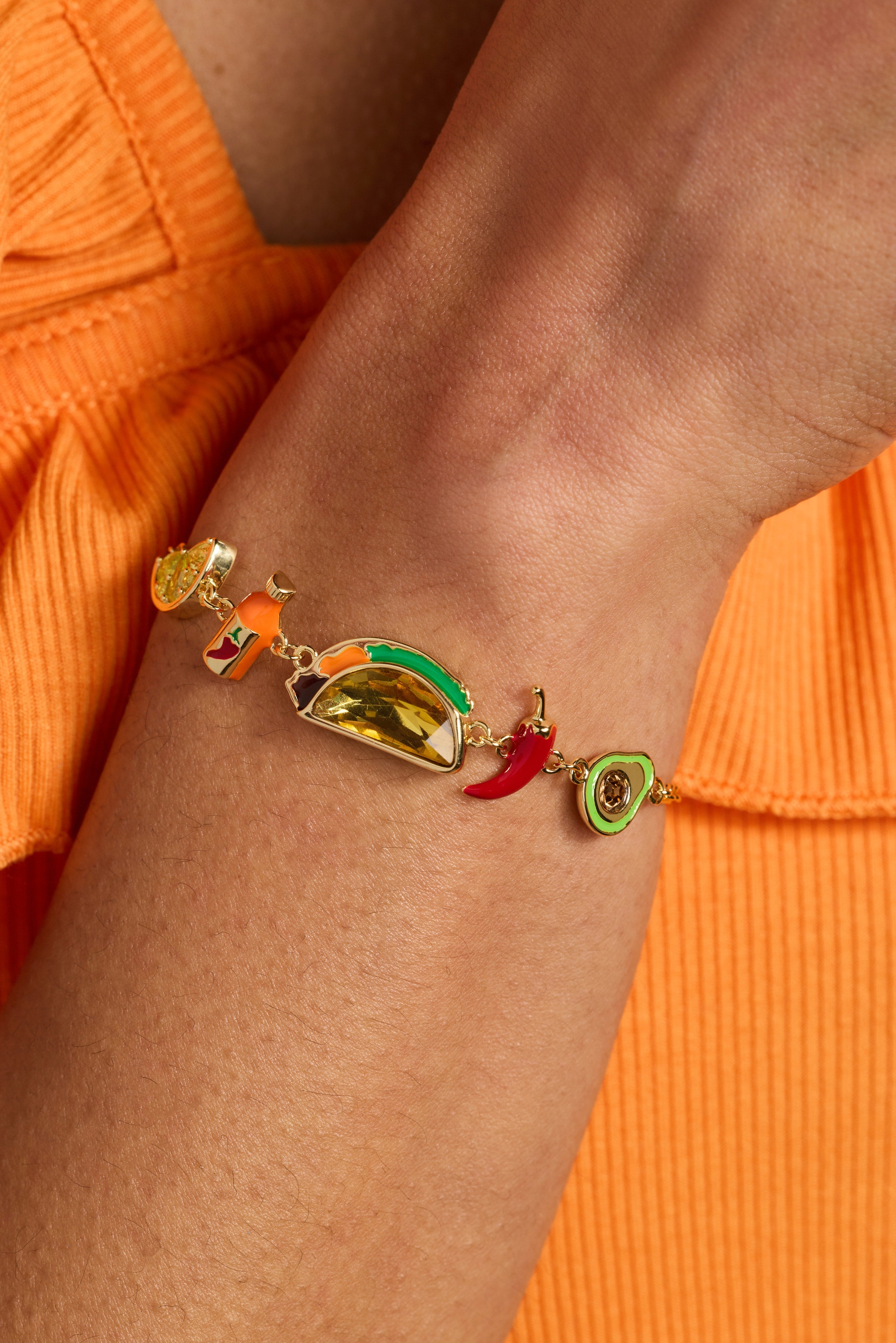 Taco Inline Charm Bracelet Gold | Alex and Ani