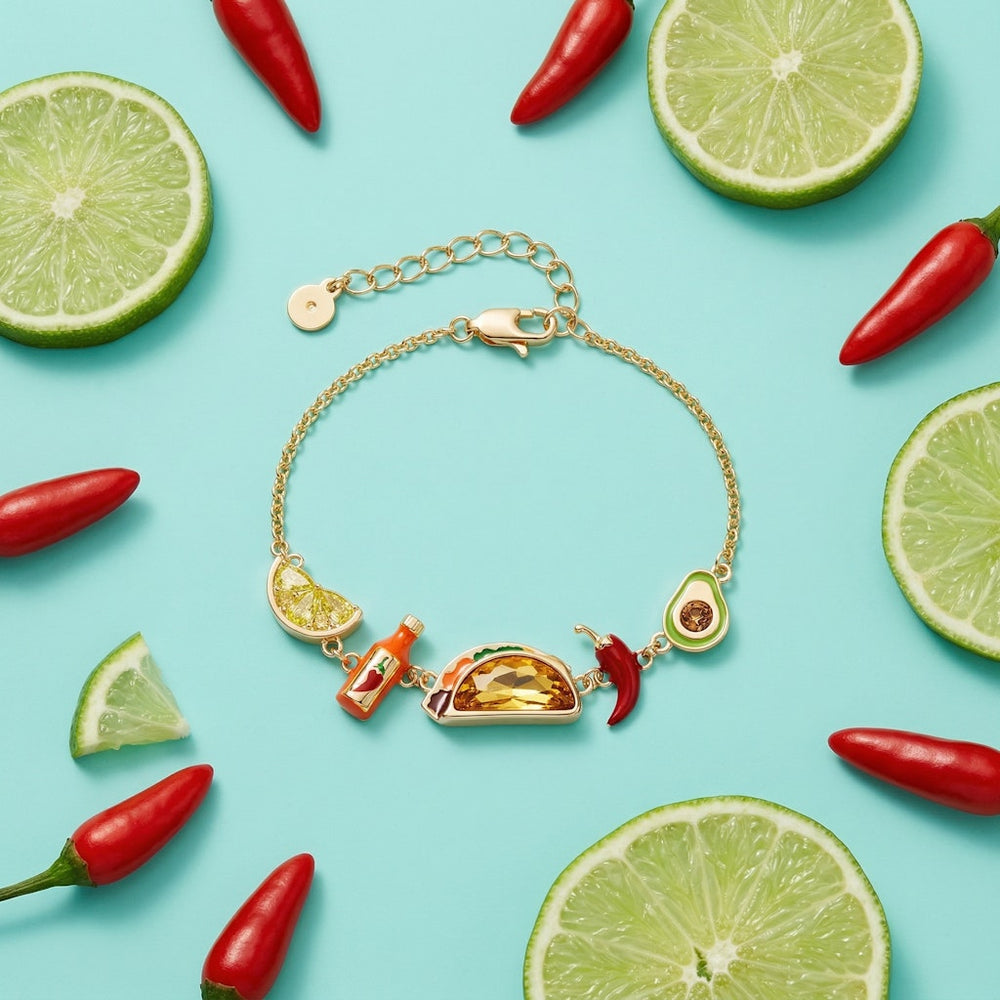 Taco Inline Charm Bracelet Gold | Alex and Ani