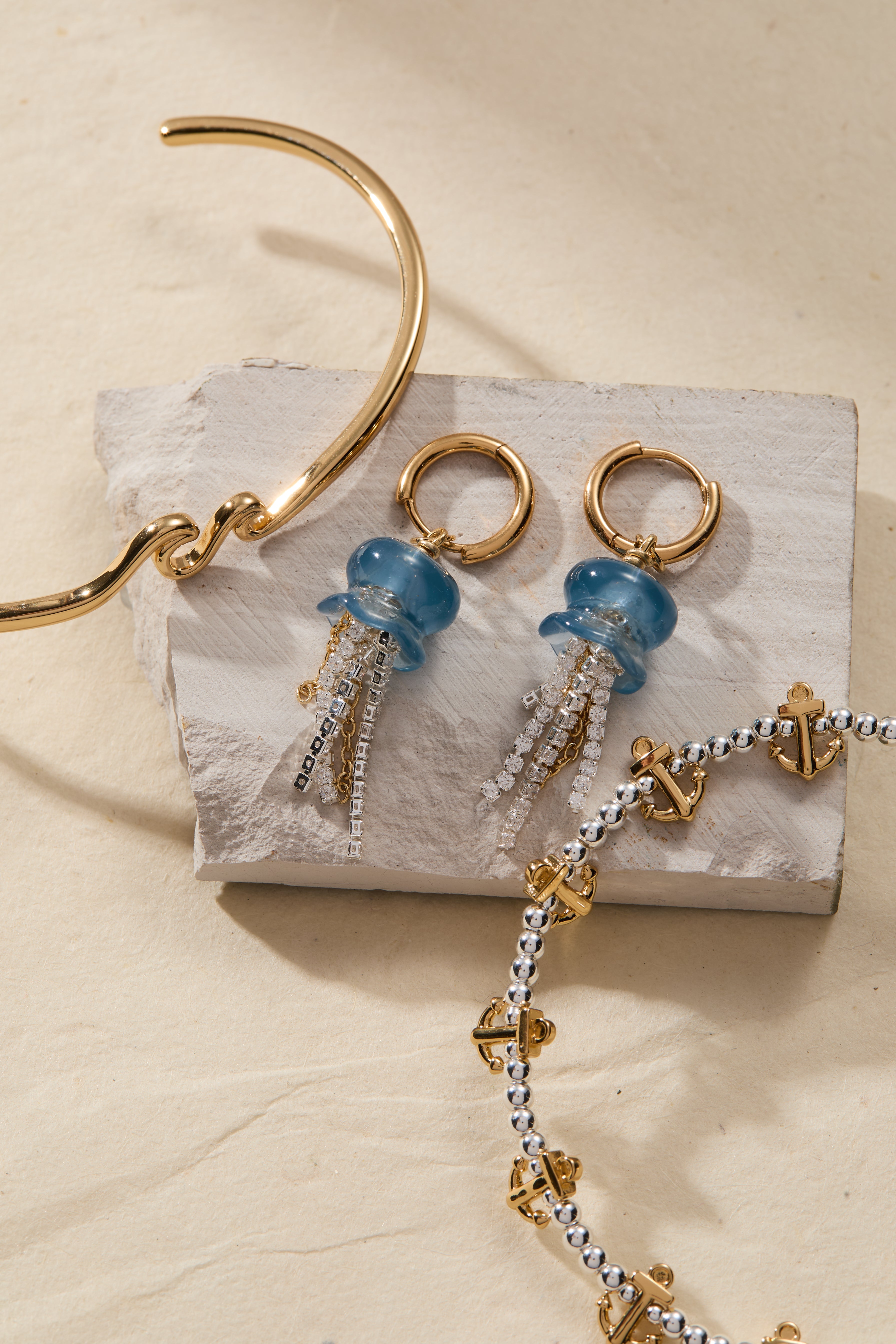 Whimsical Jellyfish Huggie Hoops Two Tone | Alex and Ani