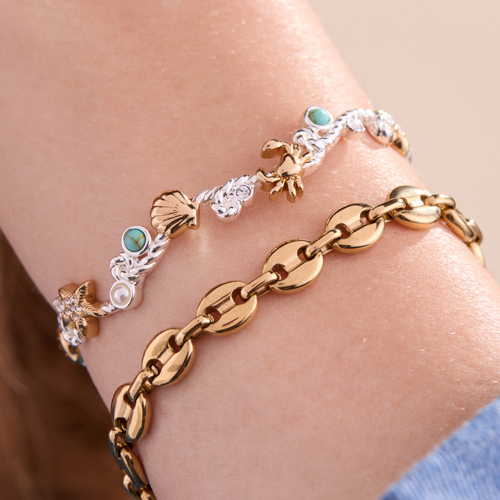 Whimsical Seaside Rope Cuff Two Tone - Stainless Steel | Alex and Ani