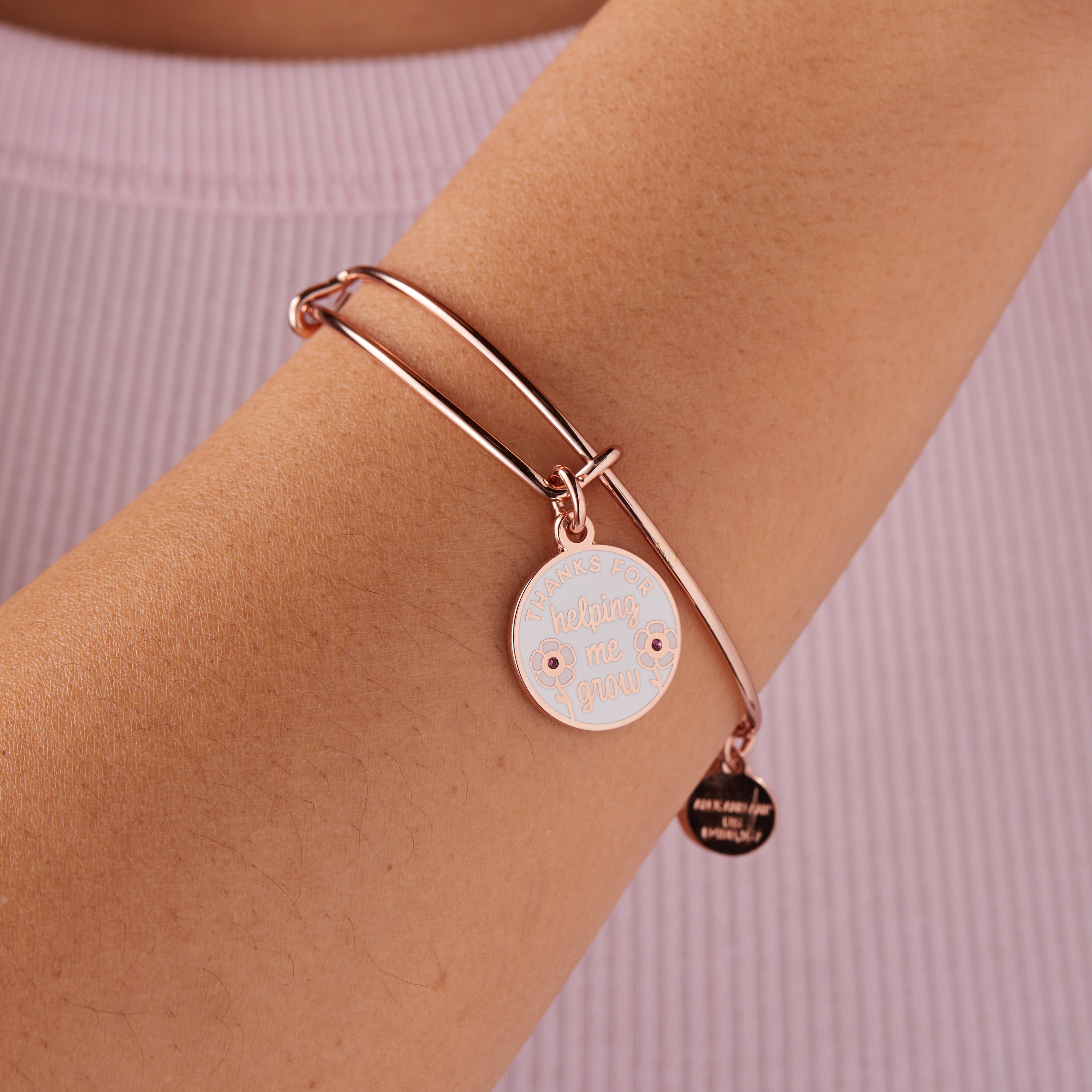 Thanks For Helping Me Grow' Flower Charm Bangle
    
    
    
       Rose Gold | Alex and Ani