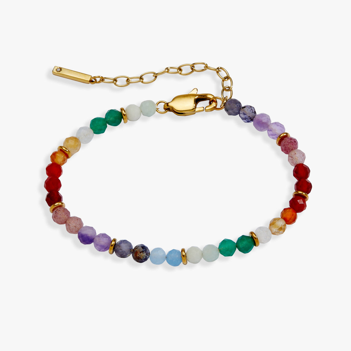 Rainbow Ombre Semi-Precious Beaded Bracelet Stainless Steel Gold | Alex and Ani