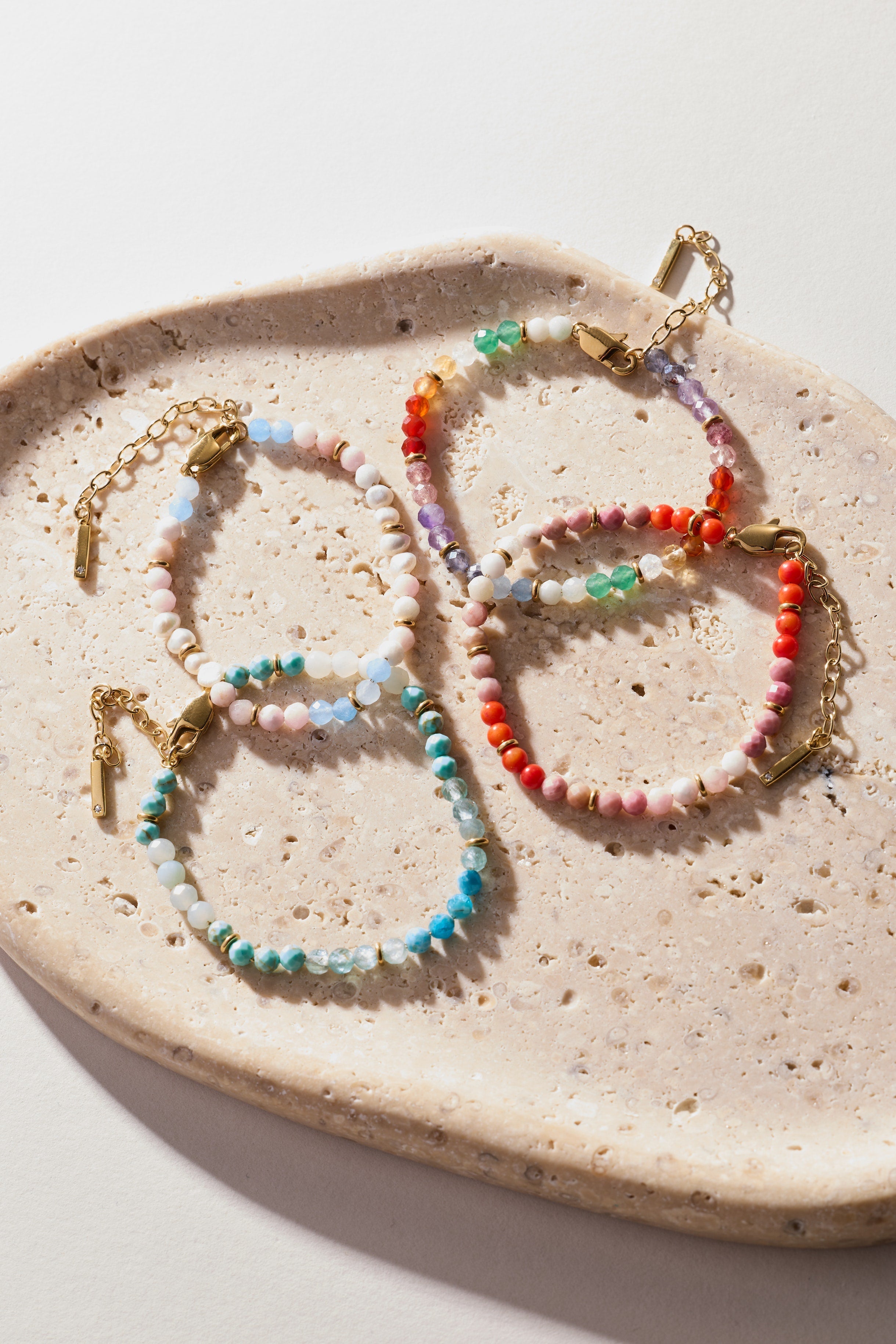 Rainbow Ombre Semi-Precious Beaded Bracelet Stainless Steel Gold | Alex and Ani