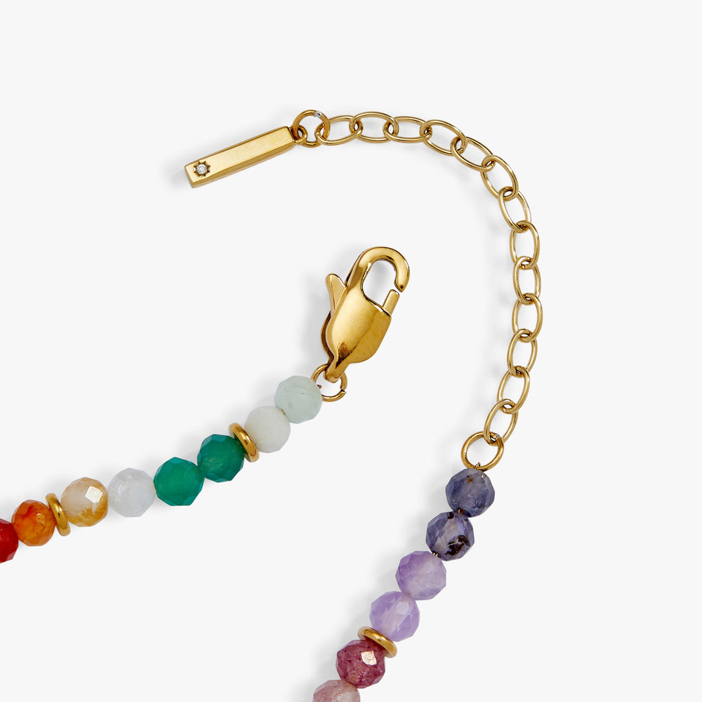 Rainbow Ombre Semi-Precious Beaded Bracelet Stainless Steel Gold | Alex and Ani
