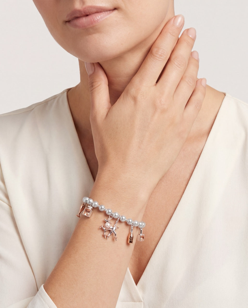Posh Poodle Pearl Charm Bracelet Two Tone | Alex and Ani