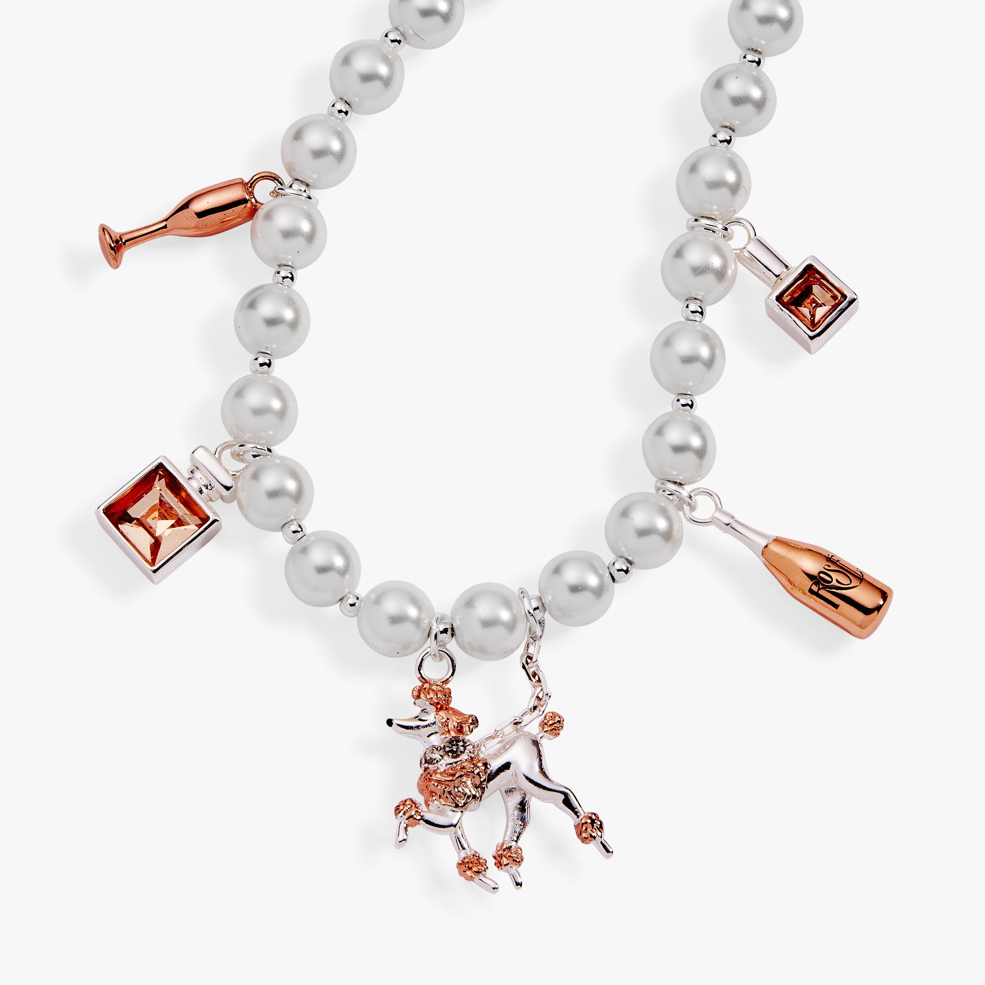 Posh Poodle Pearl Charm Bracelet Two Tone | Alex and Ani