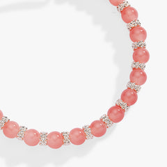 Cherry Quartz Beaded Charm Bangle Silver | Alex and Ani