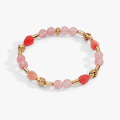 Tulip Cherry Quartz Stretch Bracelet Gold | Alex and Ani