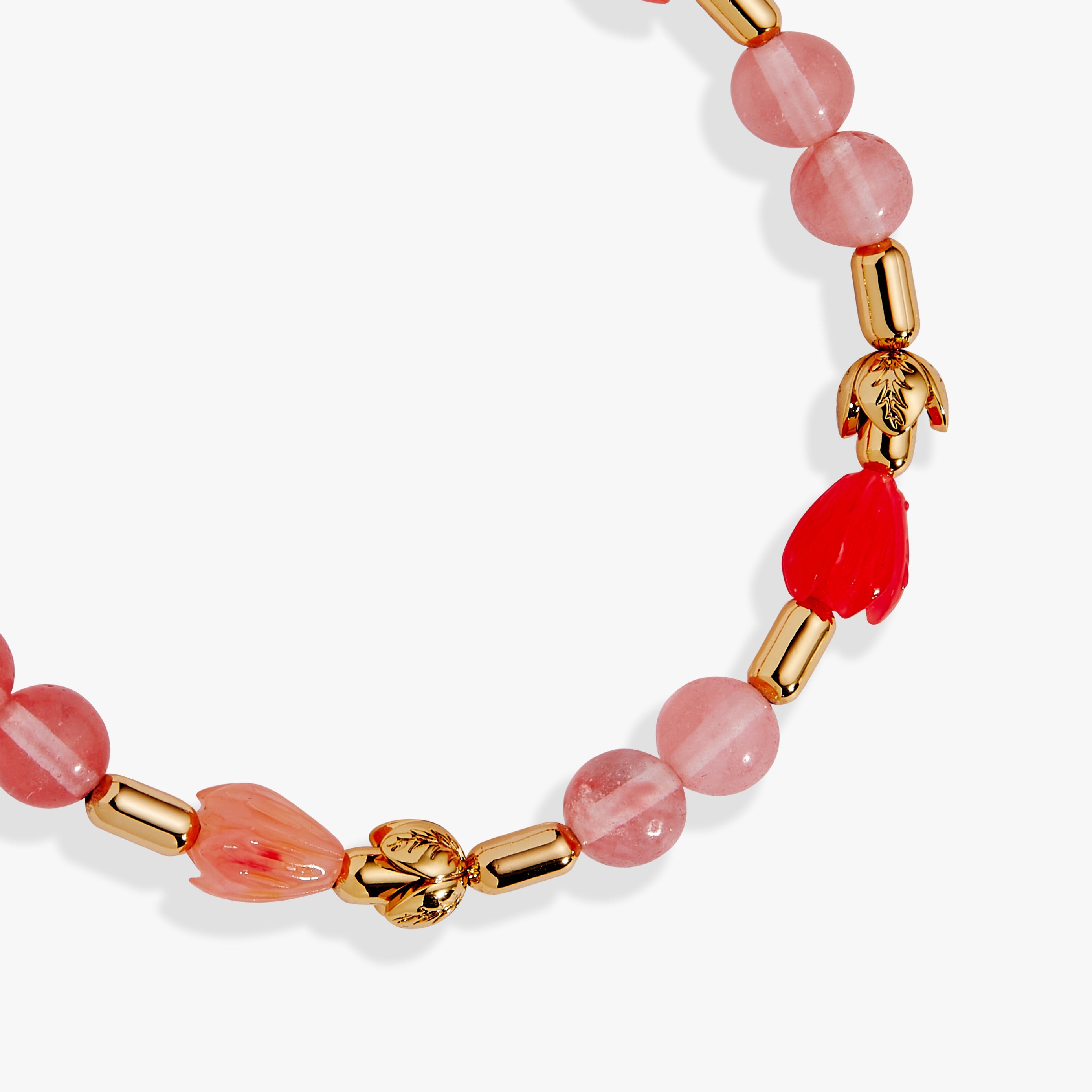 Tulip Cherry Quartz Stretch Bracelet Gold | Alex and Ani
