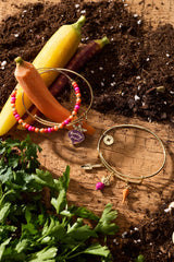 Summer Hues Beaded Charm Bangle Gold | Alex and Ani