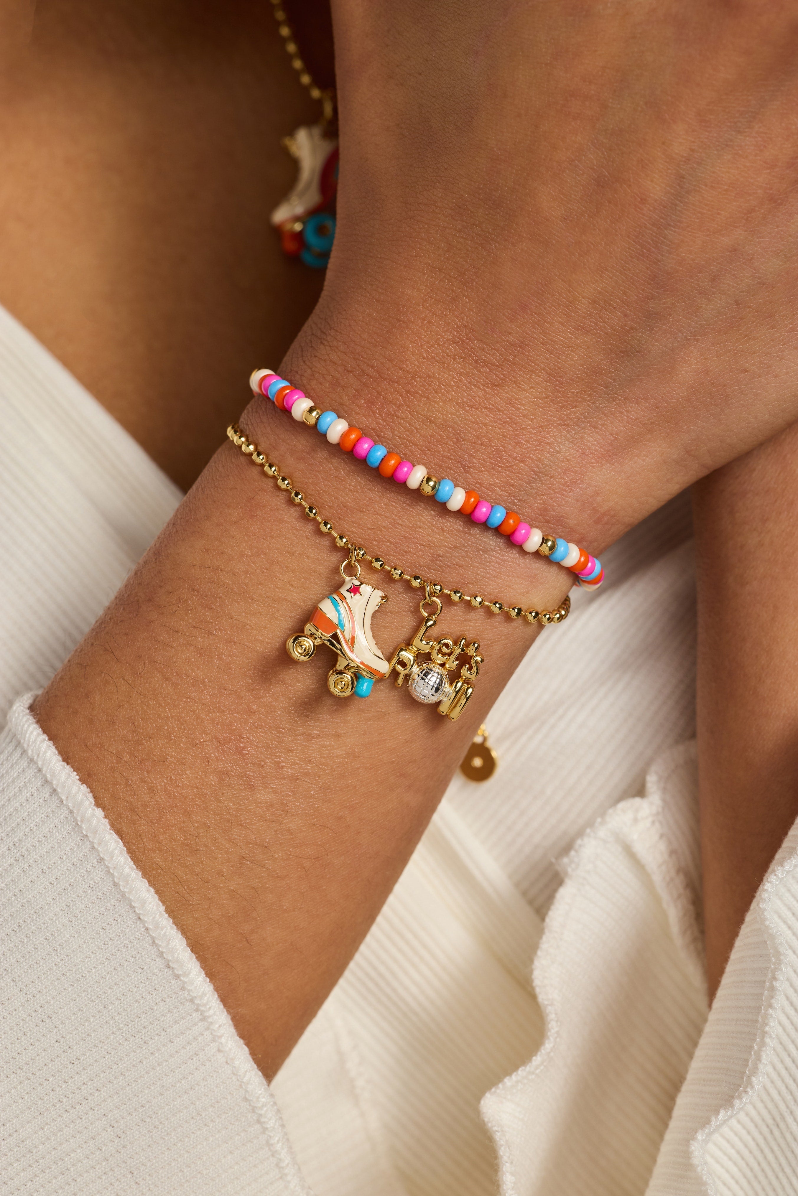 70s Roller Skate Double Strand Bracelet Gold | Alex and Ani