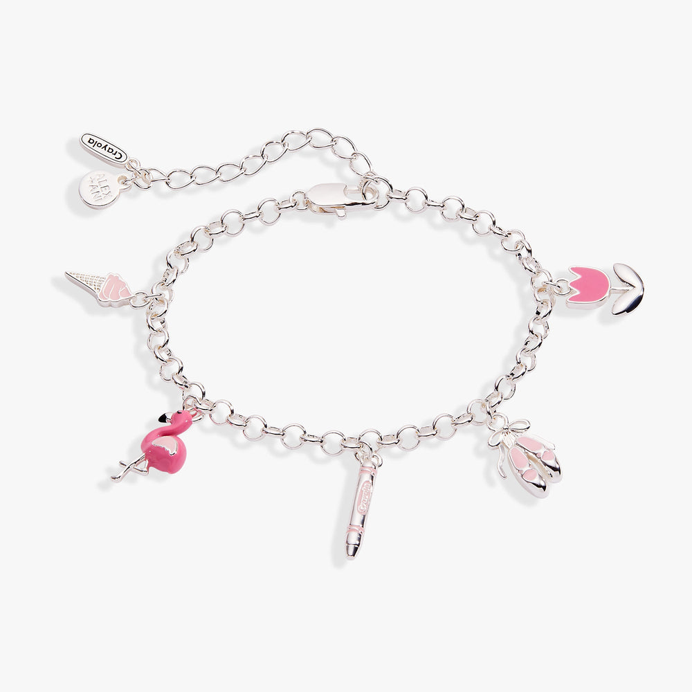Crayola Tickle Me Pink Charm Bracelet Silver | Alex and Ani