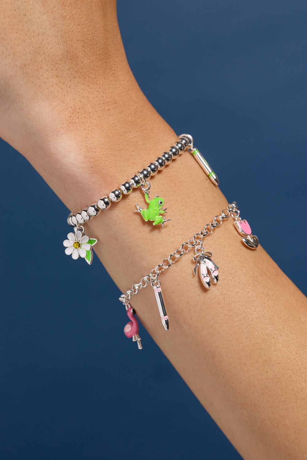 Crayola Tickle Me Pink Charm Bracelet Silver | Alex and Ani
