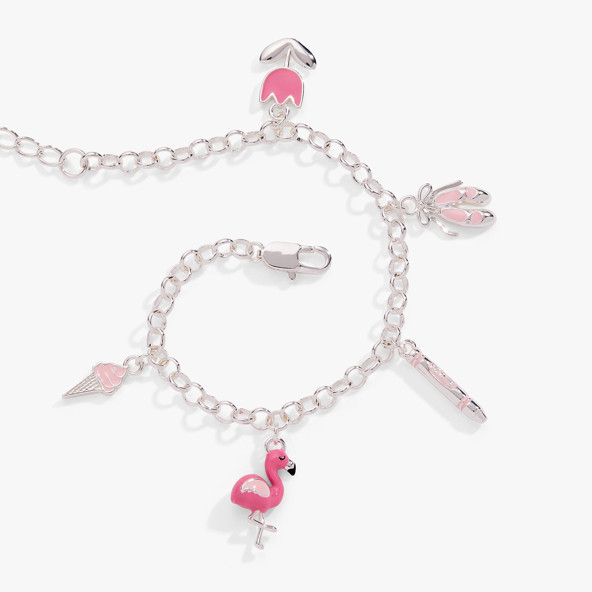 Crayola Tickle Me Pink Charm Bracelet Silver | Alex and Ani