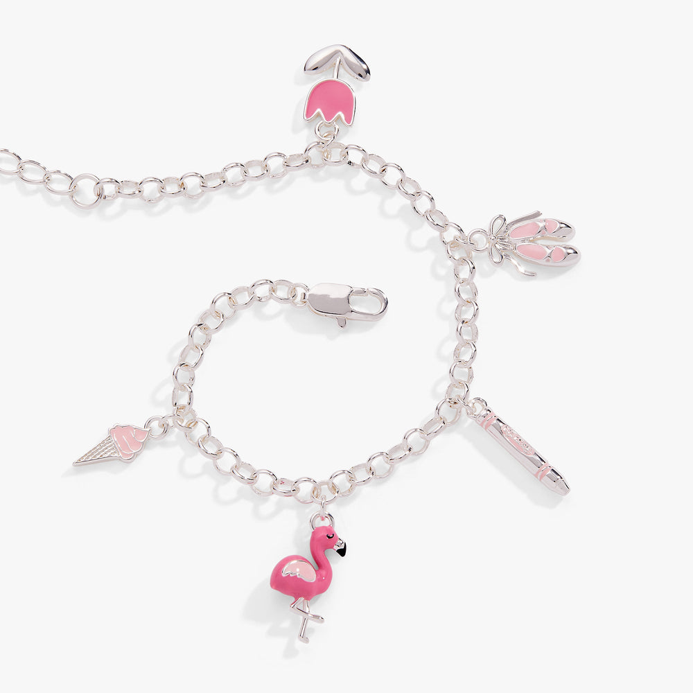 Crayola Tickle Me Pink Charm Bracelet Silver | Alex and Ani