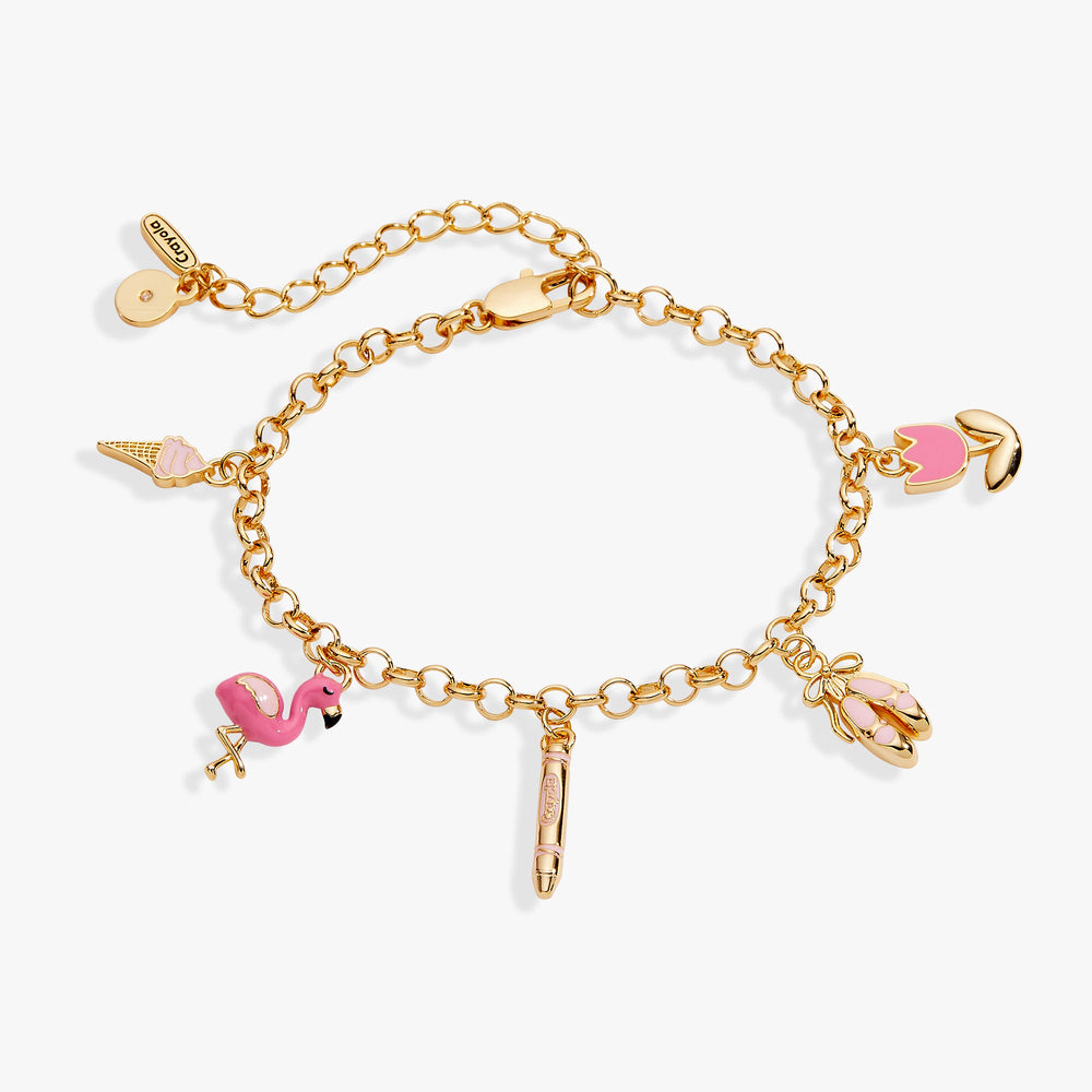 Crayola Tickle Me Pink Charm Bracelet Silver | Alex and Ani