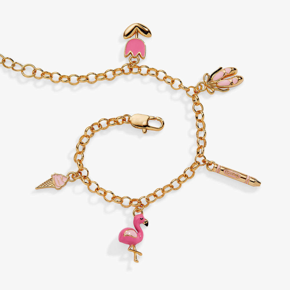 Crayola Tickle Me Pink Charm Bracelet Silver | Alex and Ani