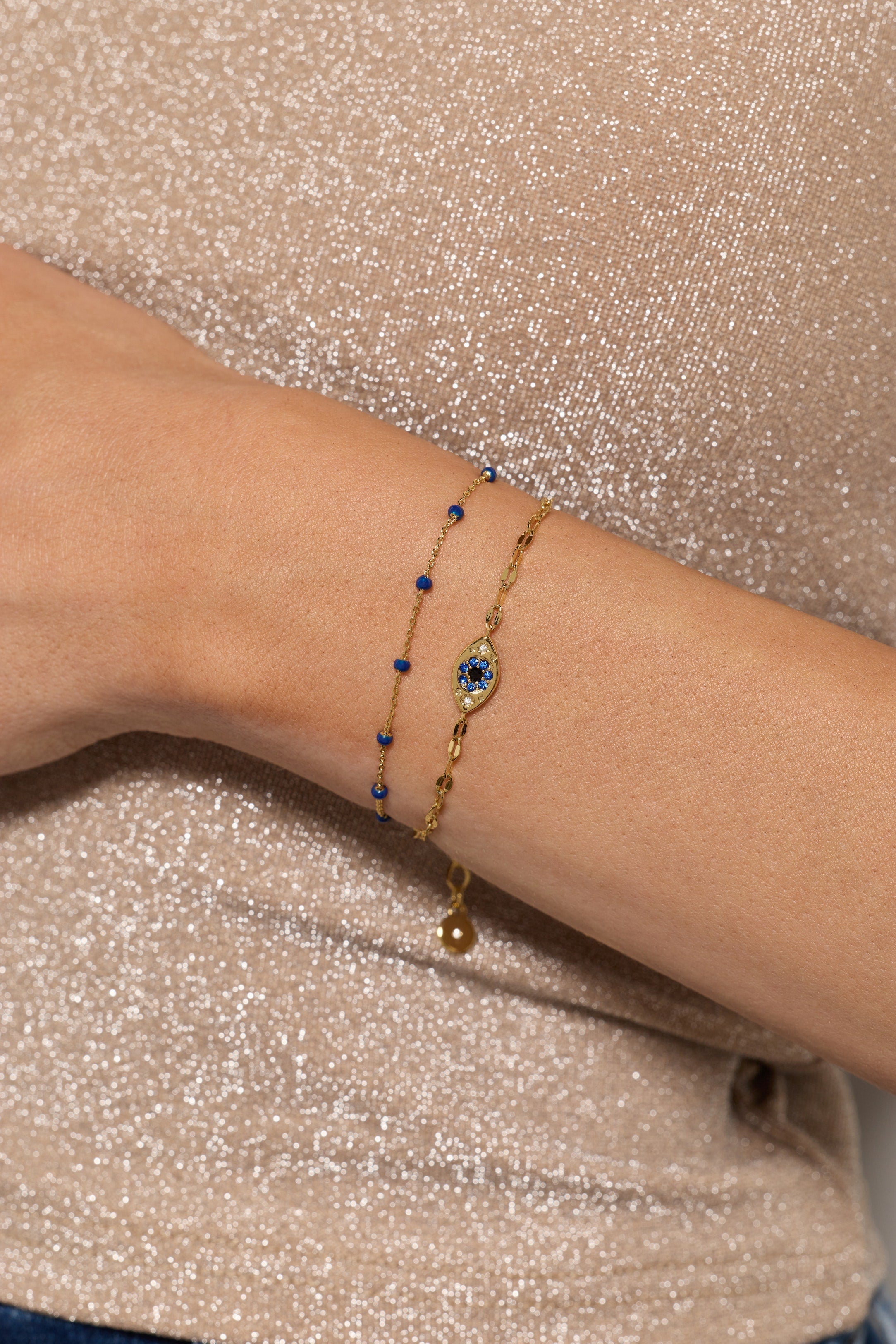 Festival Double Strand Evil Eye Bracelet Gold | Alex and Ani