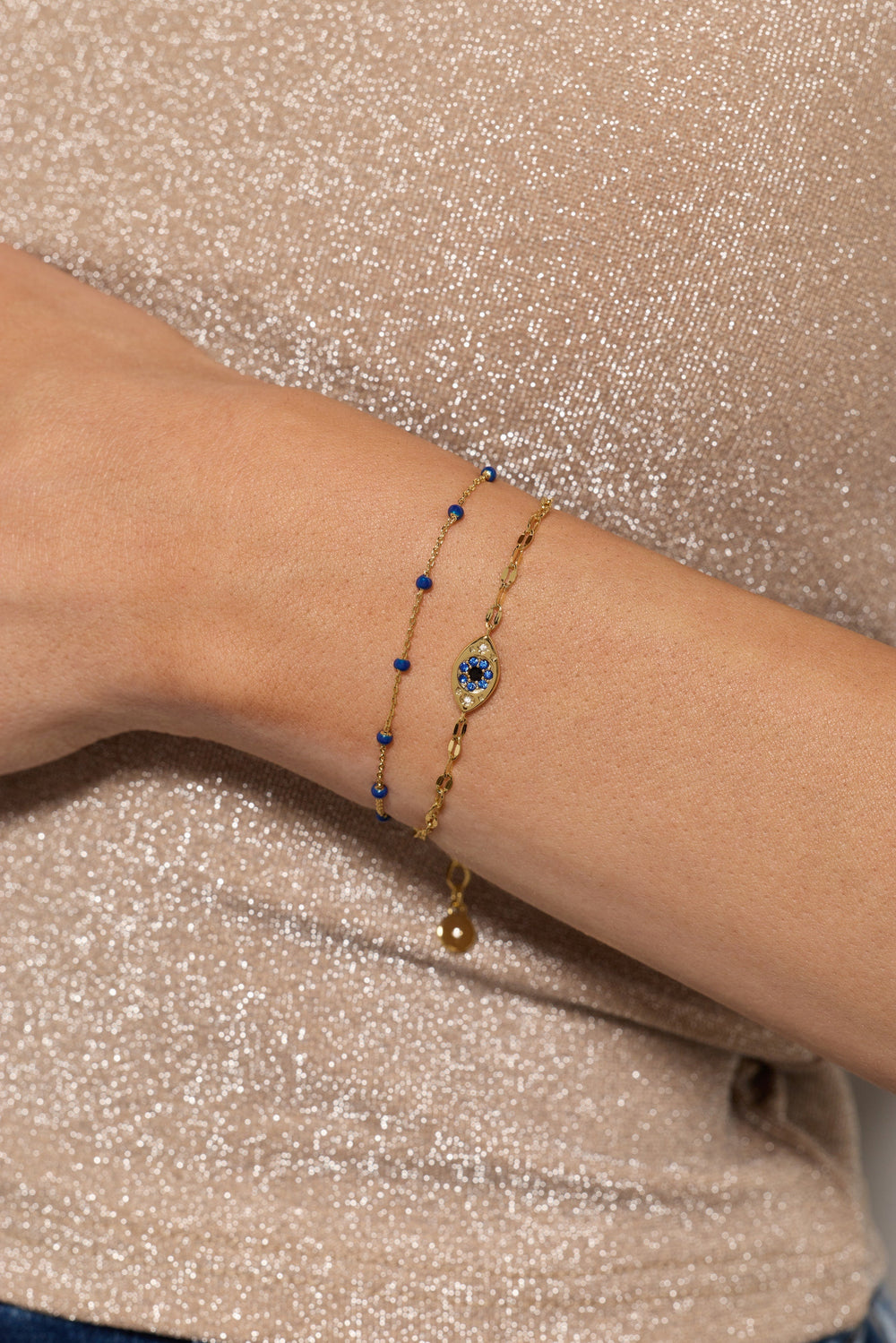 Festival Double Strand Evil Eye Bracelet Gold | Alex and Ani