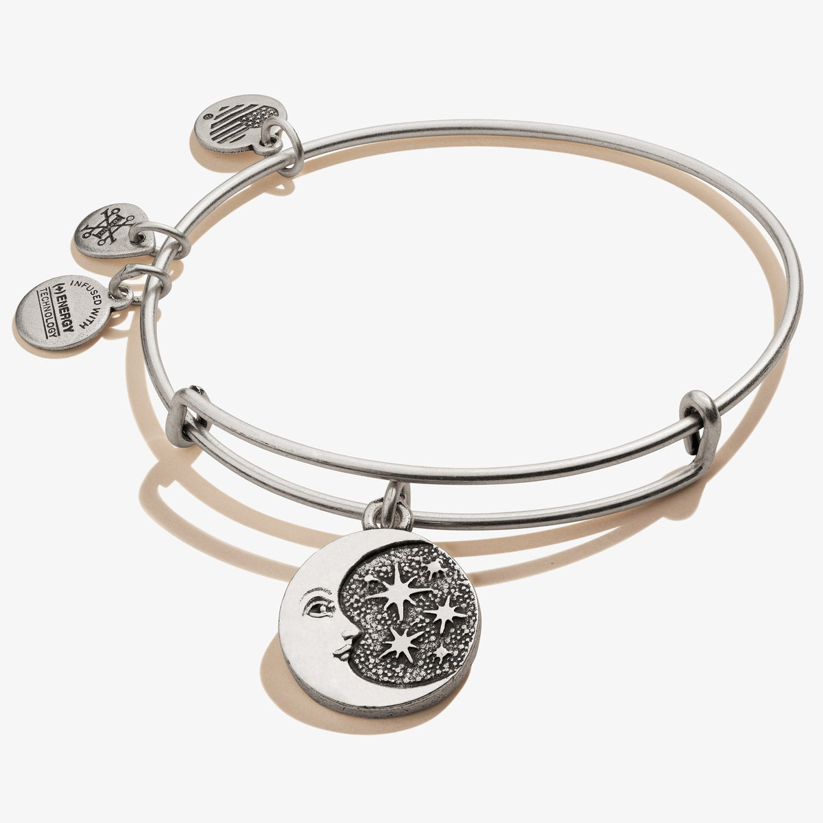 Moon + Star Charm Bangle Bracelet - Alex and Ani Rafaelian Silver | Alex and Ani