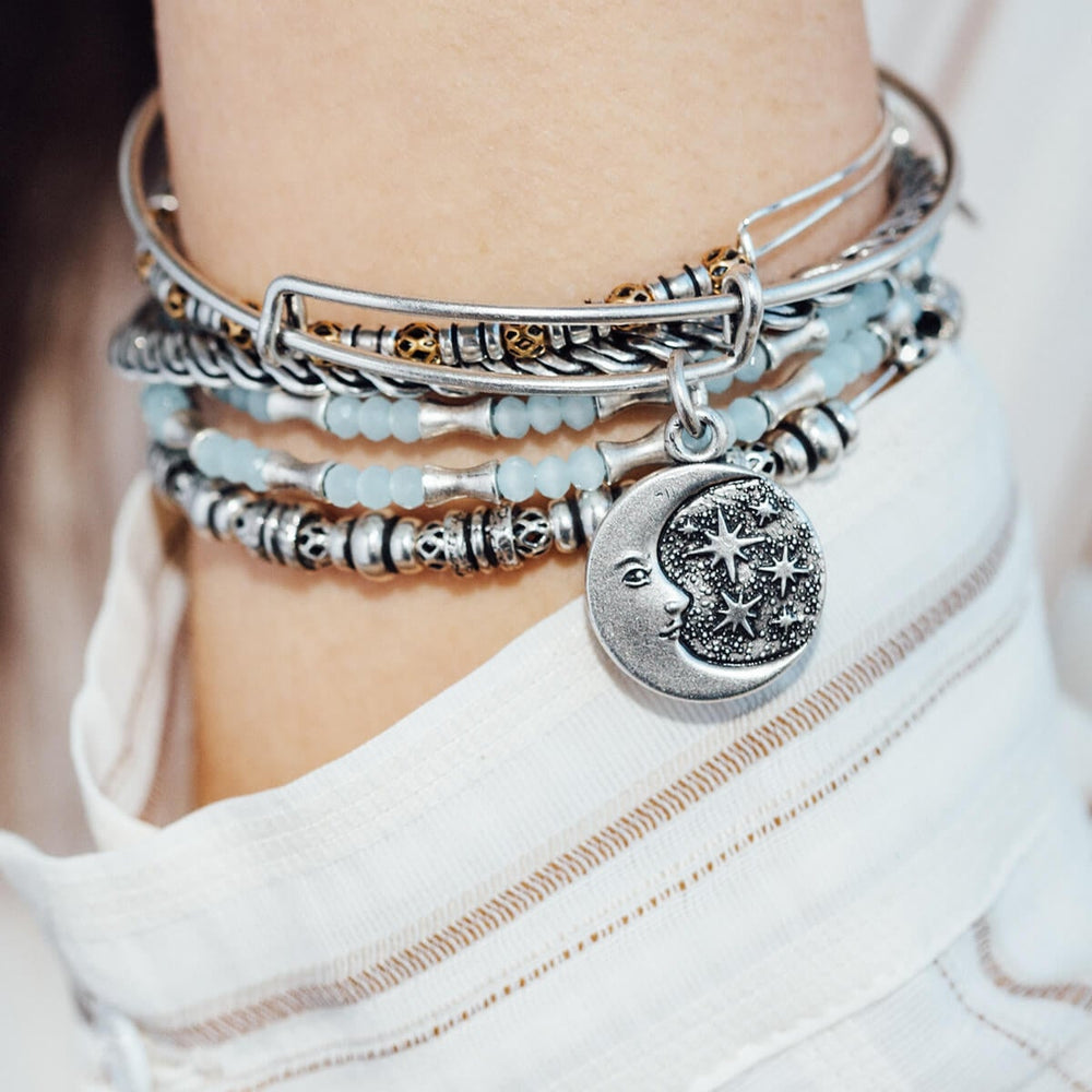 Moon + Star Charm Bangle Bracelet - Alex and Ani Rafaelian Silver | Alex and Ani