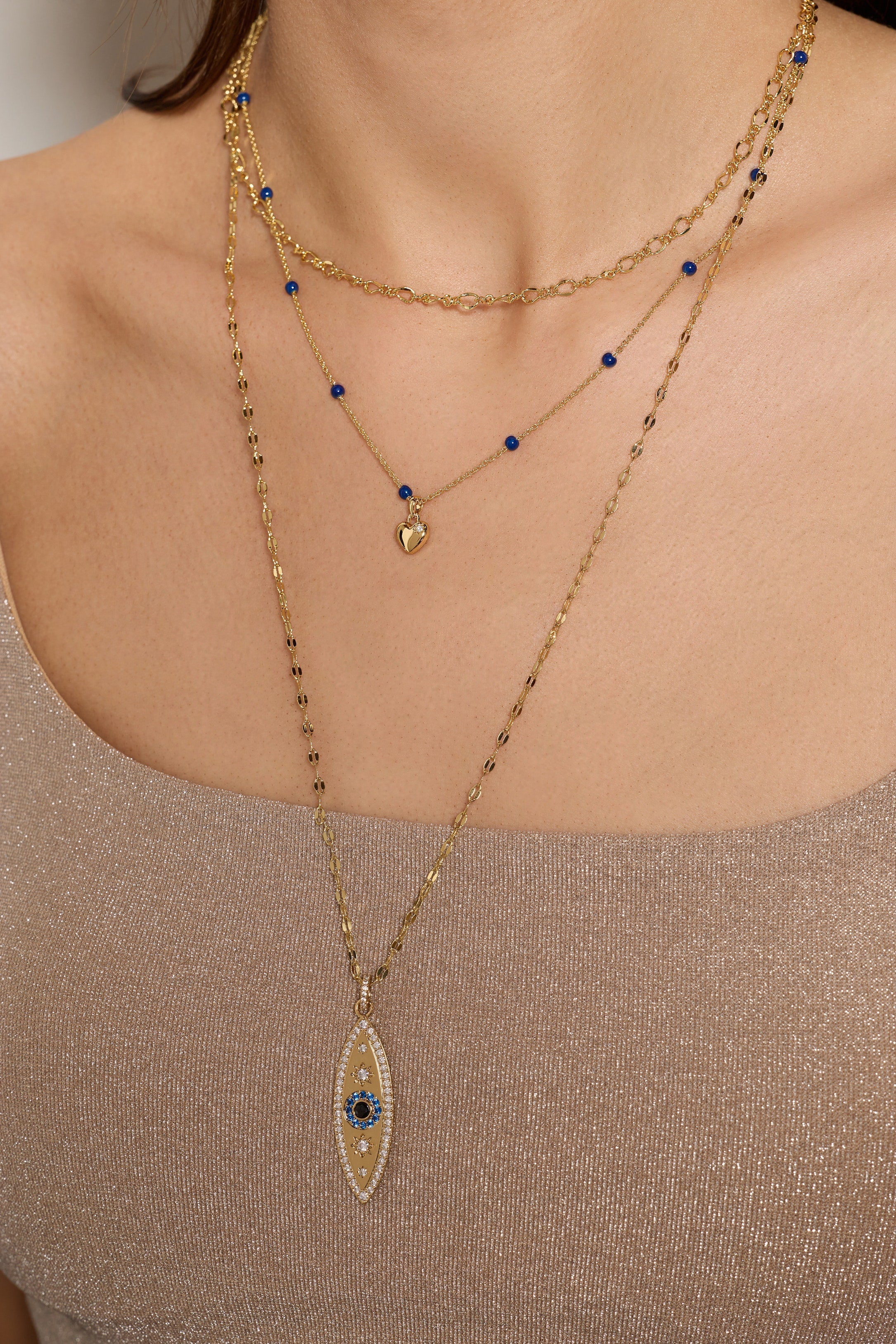 Festival Stranded Evil Eye Necklace Gold | Alex and Ani