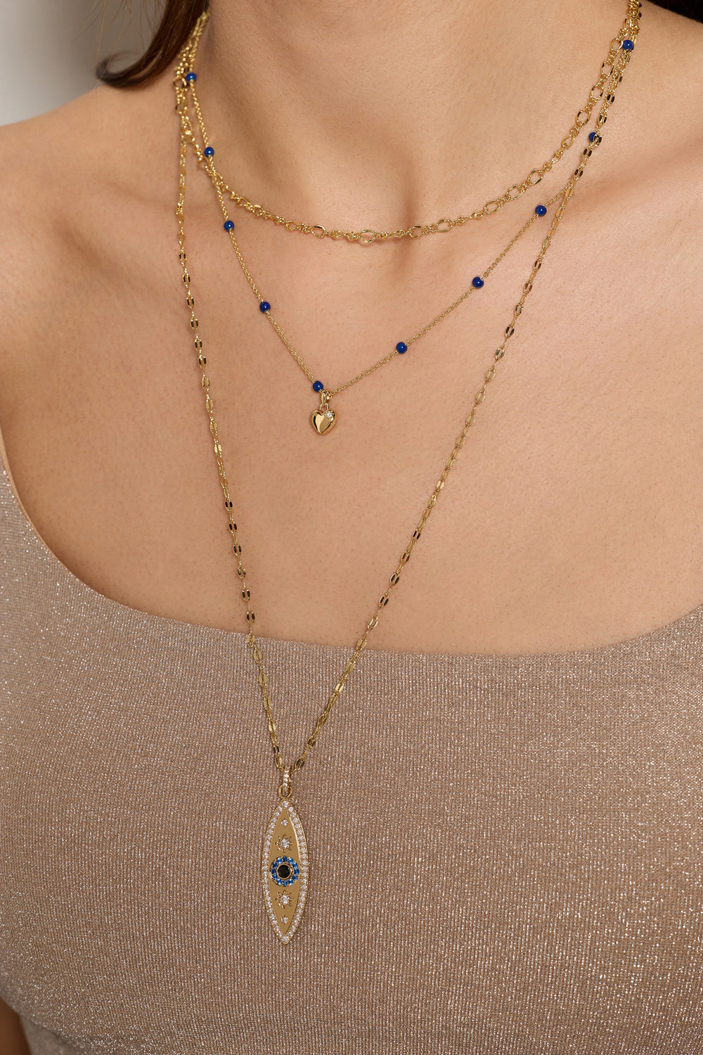 Festival Stranded Evil Eye Necklace Gold | Alex and Ani