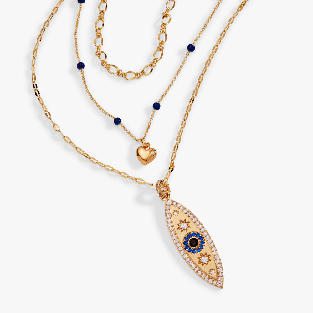 Festival Stranded Evil Eye Necklace Gold | Alex and Ani