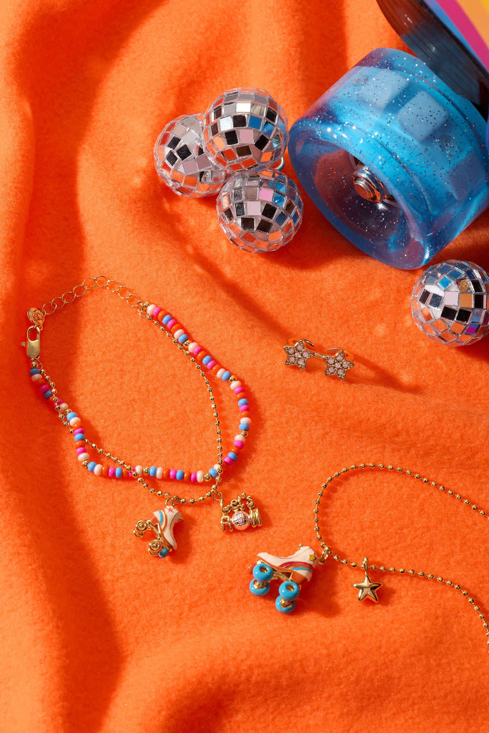 70s Roller Skate Necklace Gold | Alex and Ani