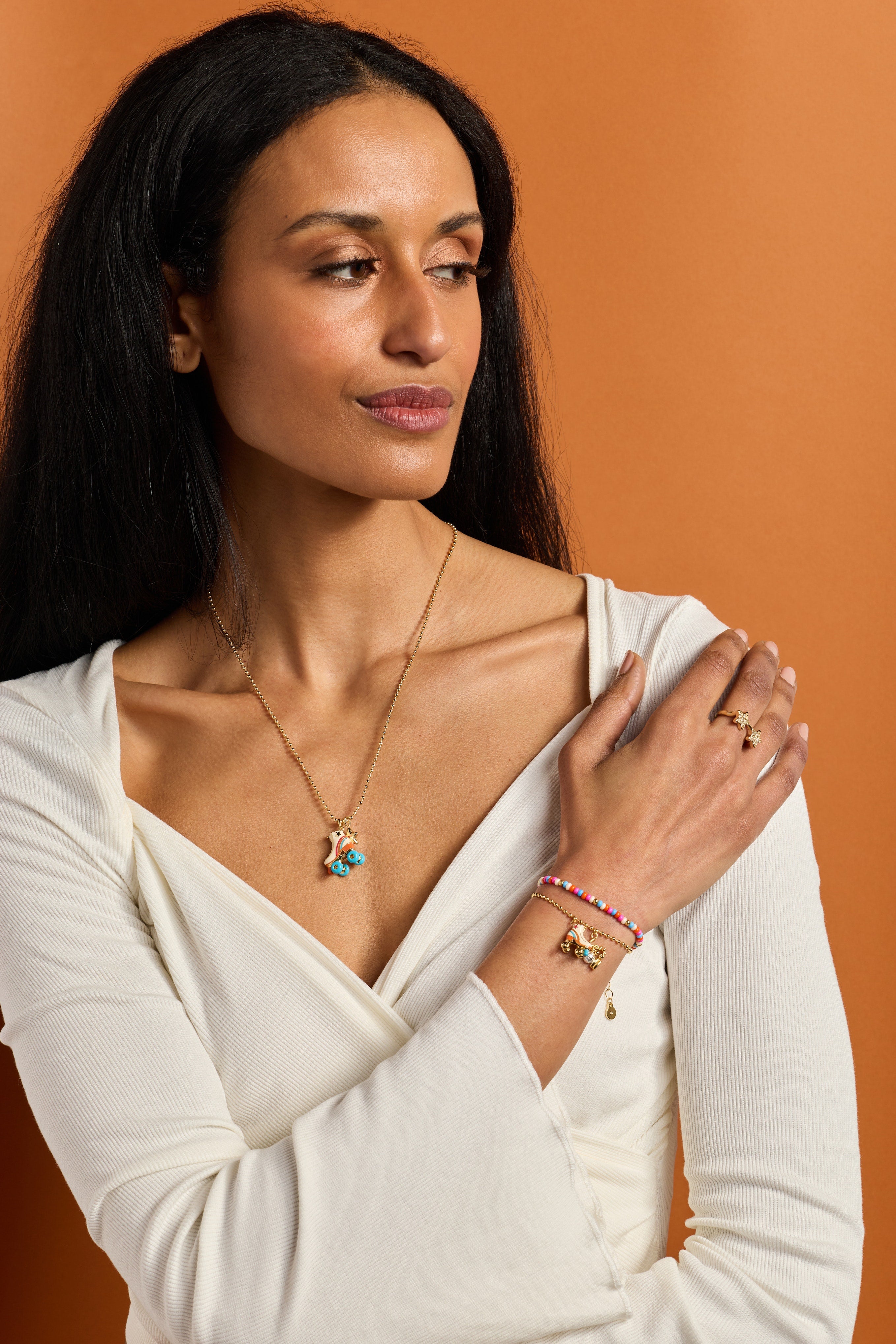 70s Roller Skate Necklace Gold | Alex and Ani