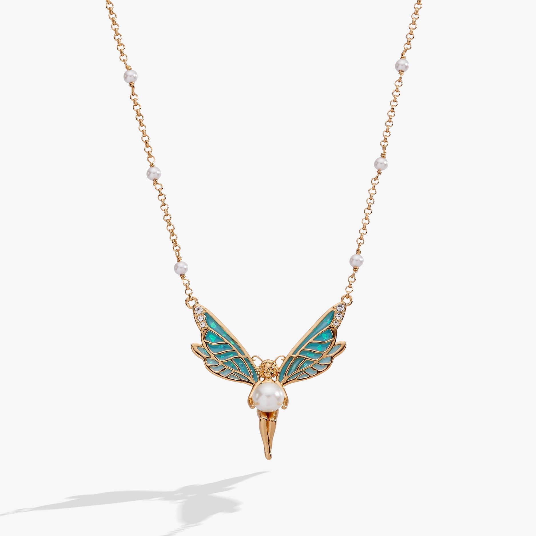 Fae Wings Fairy Pendant Necklace Gold | Alex and Ani