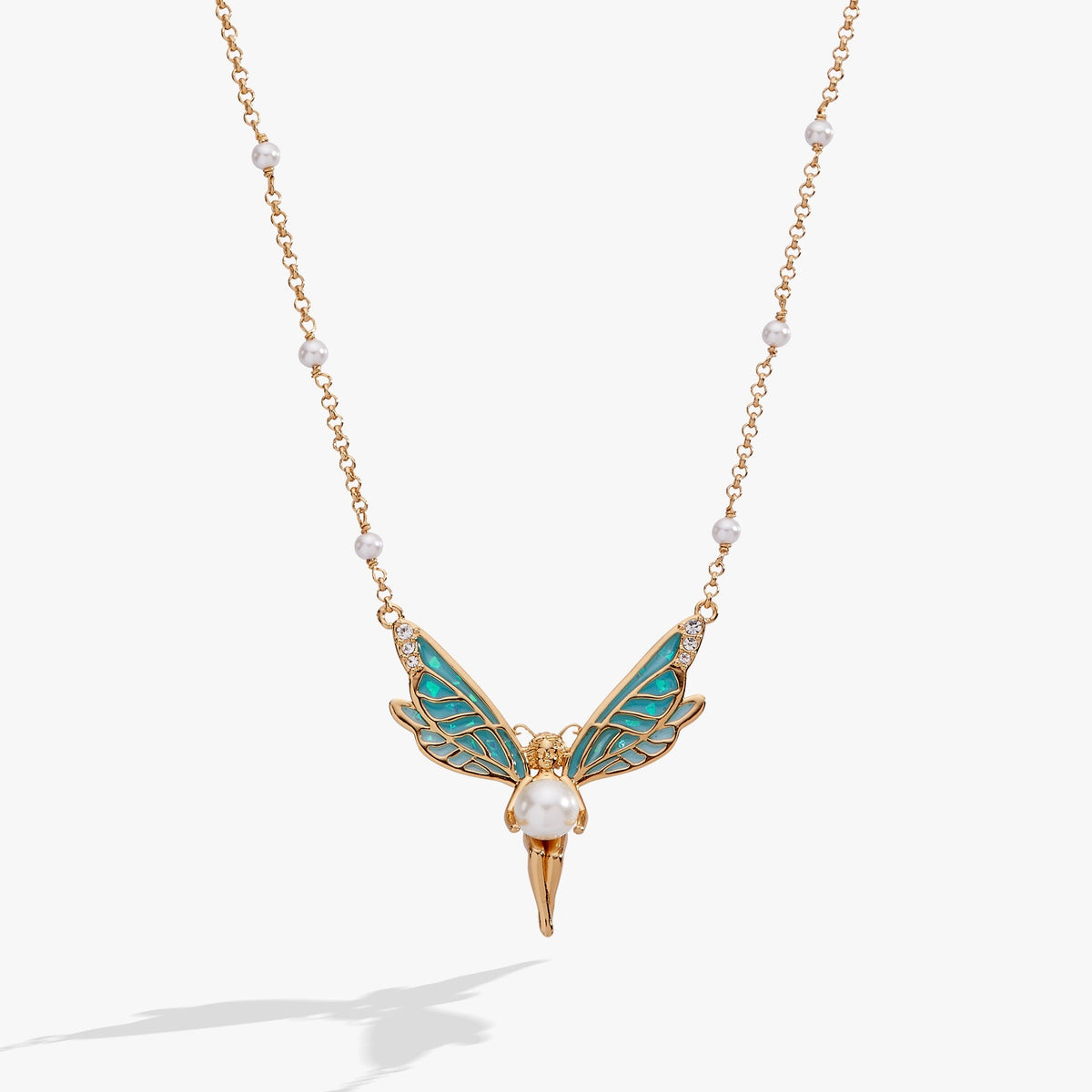 Fae Wings Fairy Pendant Necklace Gold | Alex and Ani