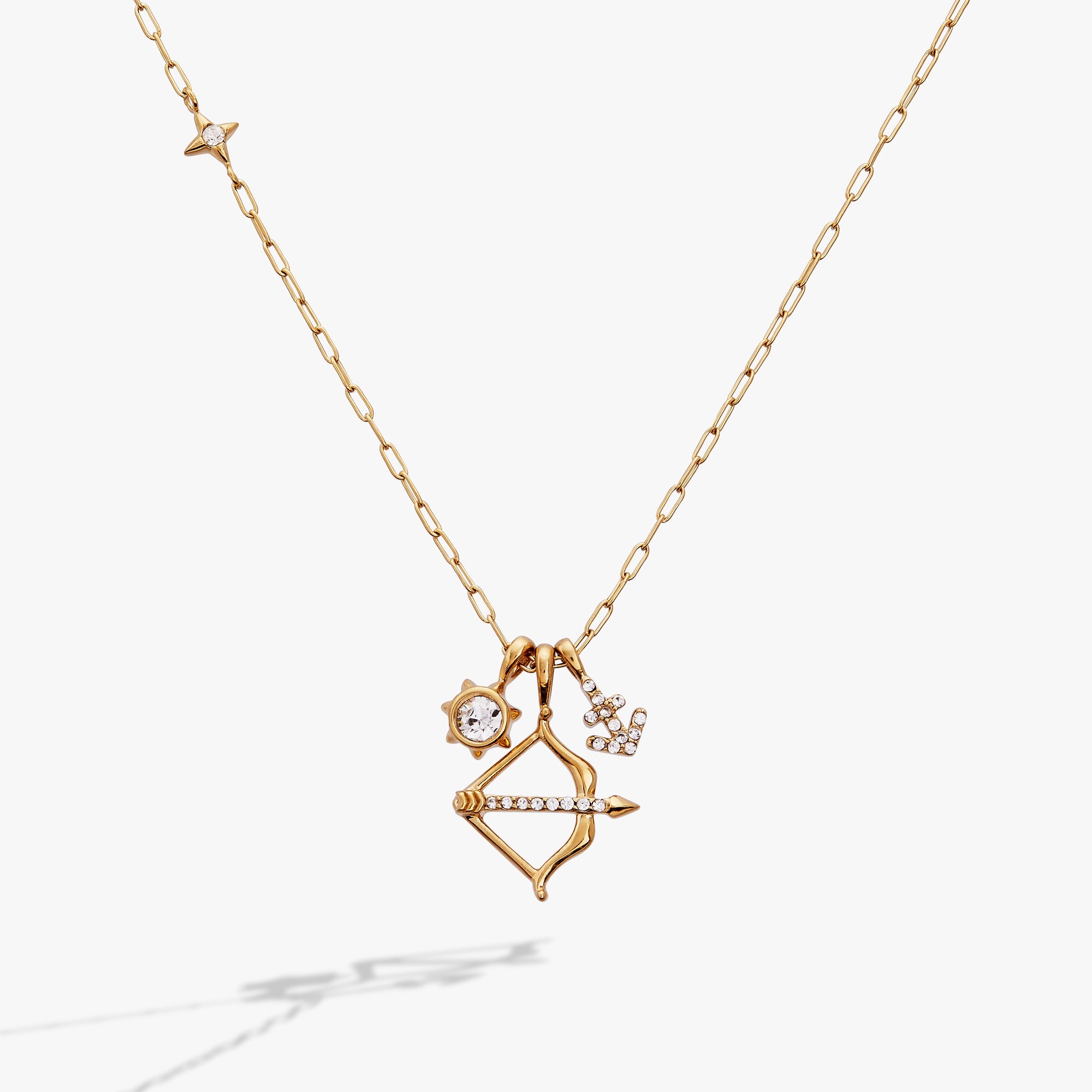 Sagittarius Charm Cluster Necklace Stainless Steel Gold | Alex and Ani