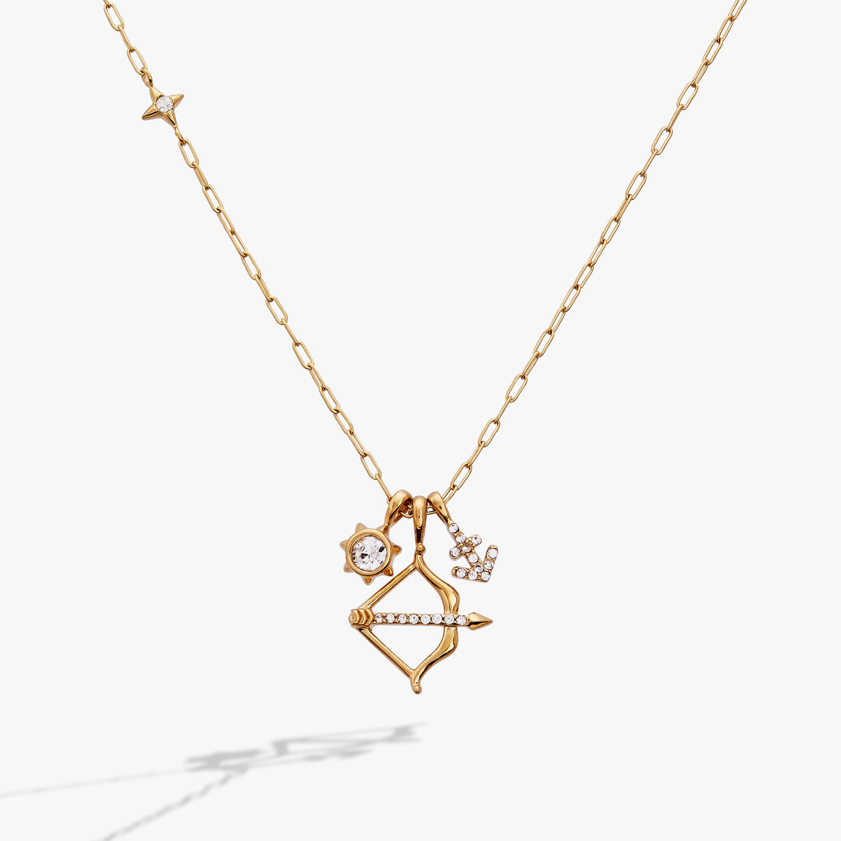 Sagittarius Charm Cluster Necklace Stainless Steel Gold | Alex and Ani
