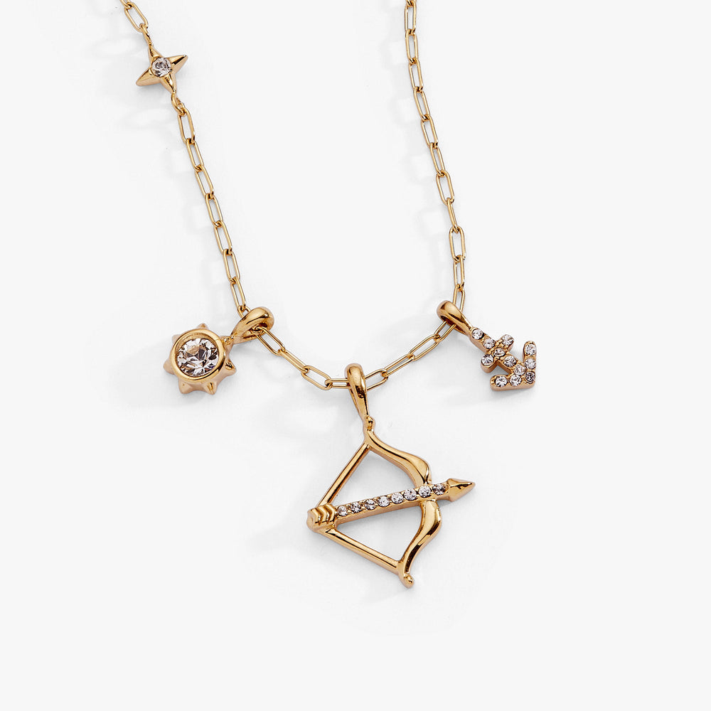 Sagittarius Charm Cluster Necklace Stainless Steel Gold | Alex and Ani
