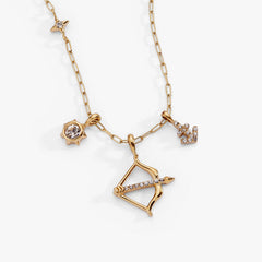 Sagittarius Charm Cluster Necklace Stainless Steel Gold | Alex and Ani