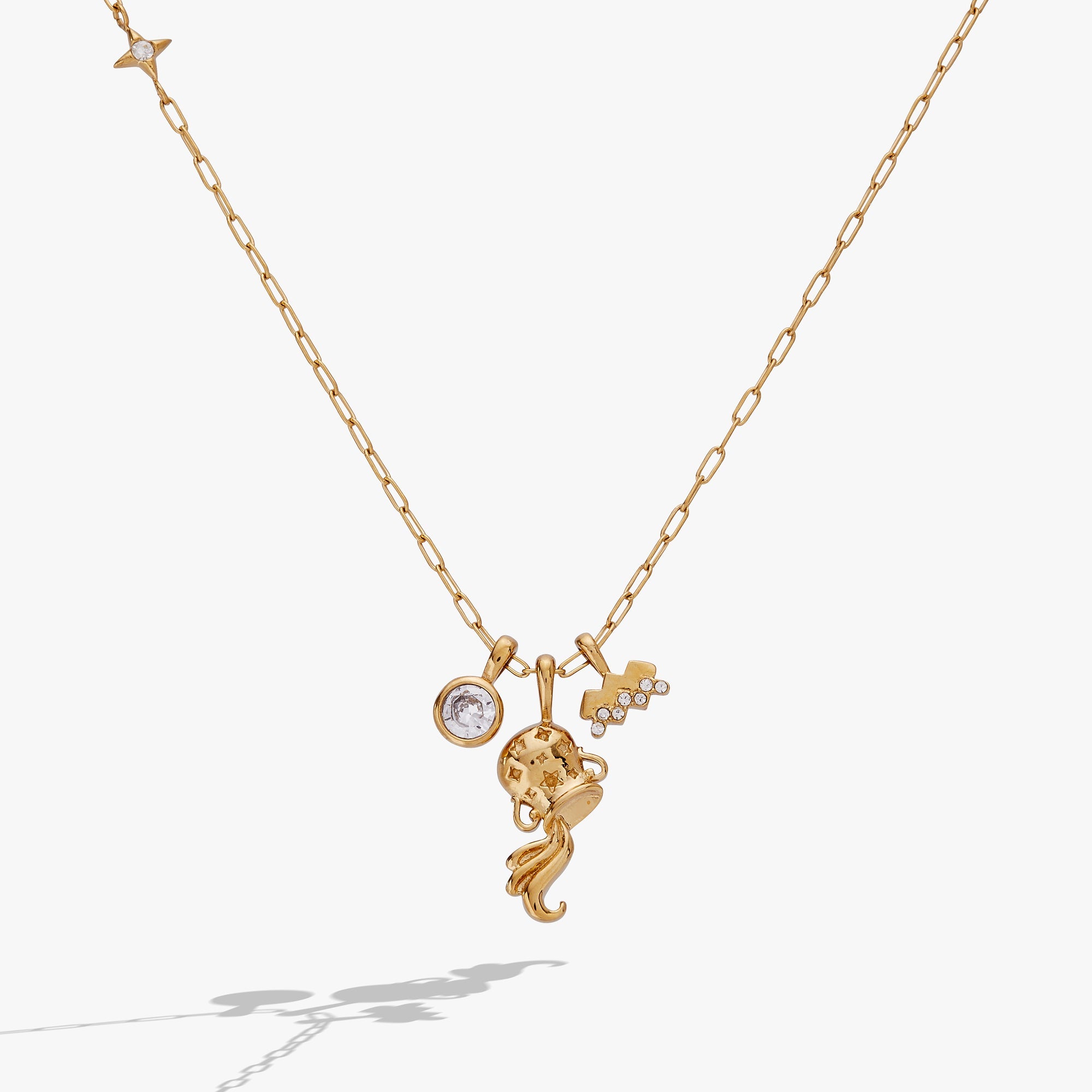 Aquarius Charm Cluster Necklace Stainless Steel Gold | Alex and Ani