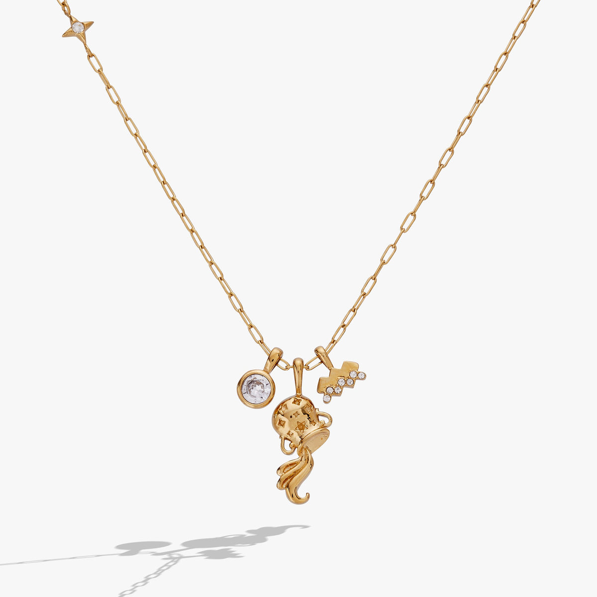Aquarius Charm Cluster Necklace Stainless Steel Gold | Alex and Ani