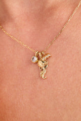 Aquarius Charm Cluster Necklace Stainless Steel Gold | Alex and Ani