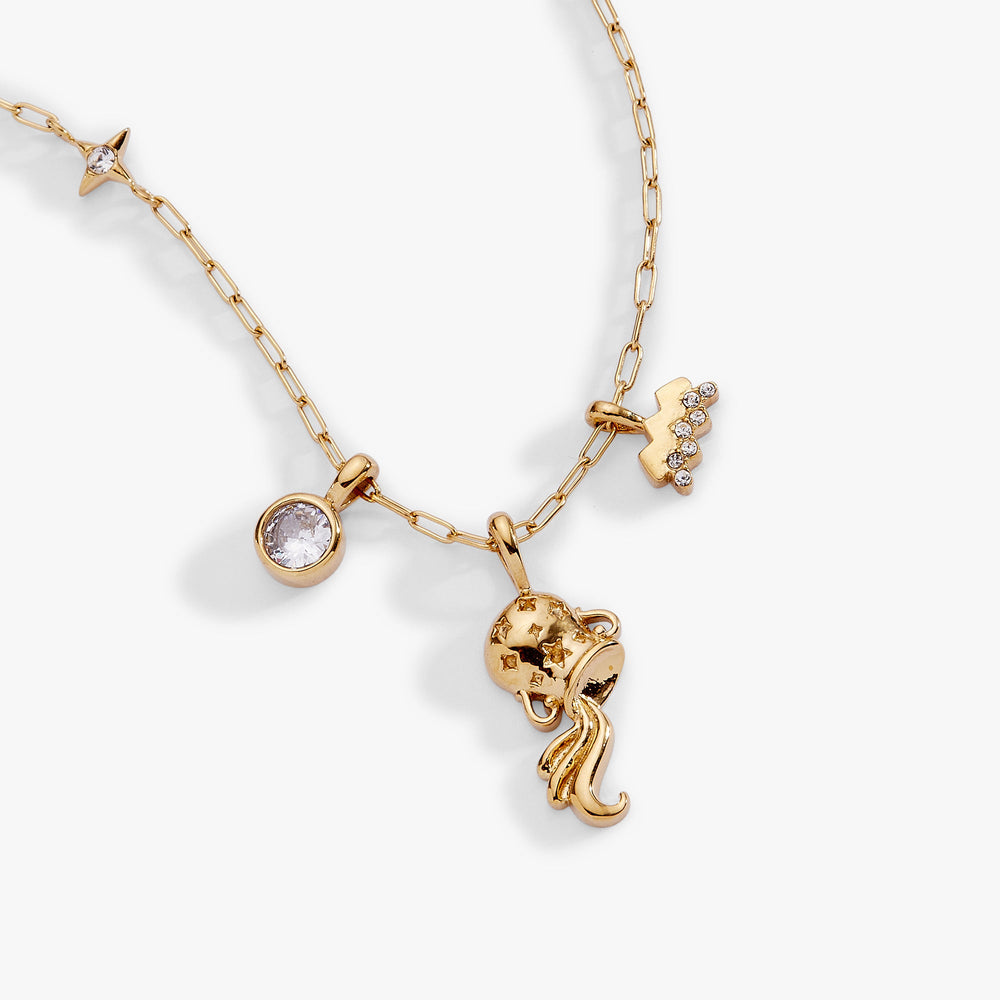 Aquarius Charm Cluster Necklace Stainless Steel Gold | Alex and Ani