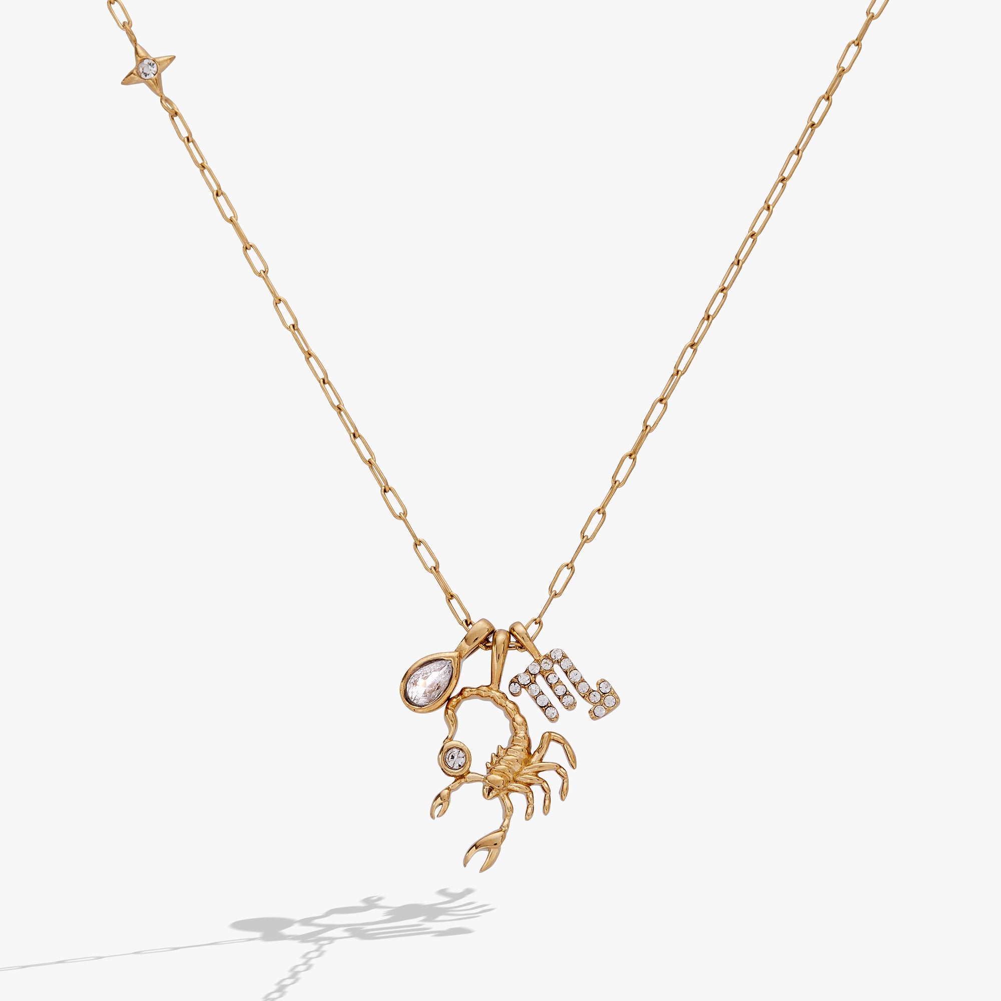 Scorpio Charm Cluster Necklace Stainless Steel Gold | Alex and Ani