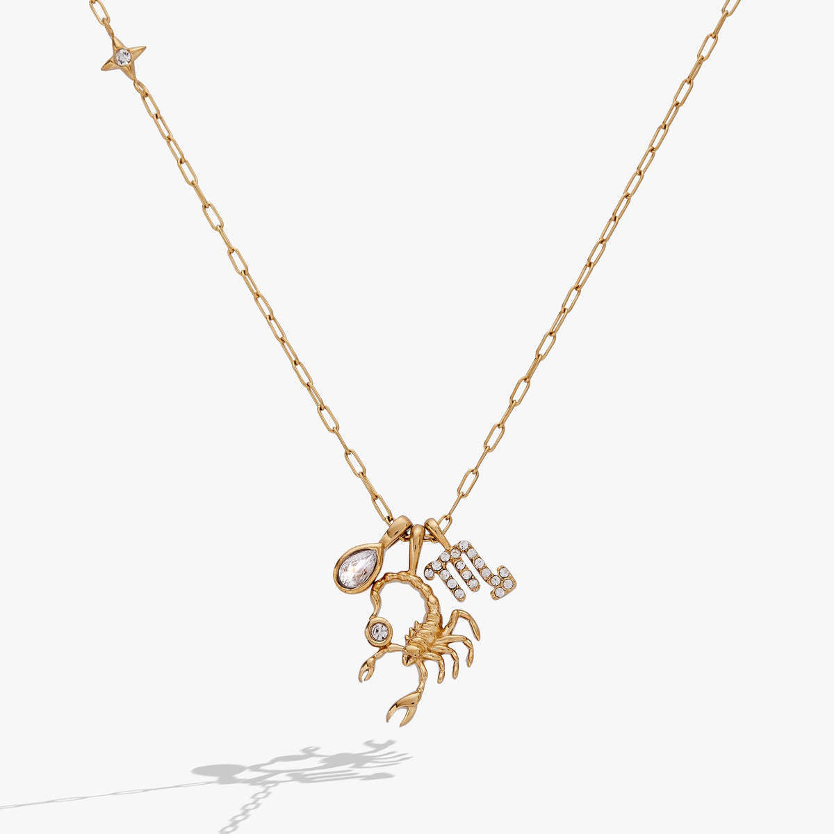 Scorpio Charm Cluster Necklace Stainless Steel Gold | Alex and Ani