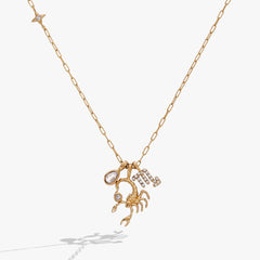 Scorpio Charm Cluster Necklace Stainless Steel Gold | Alex and Ani