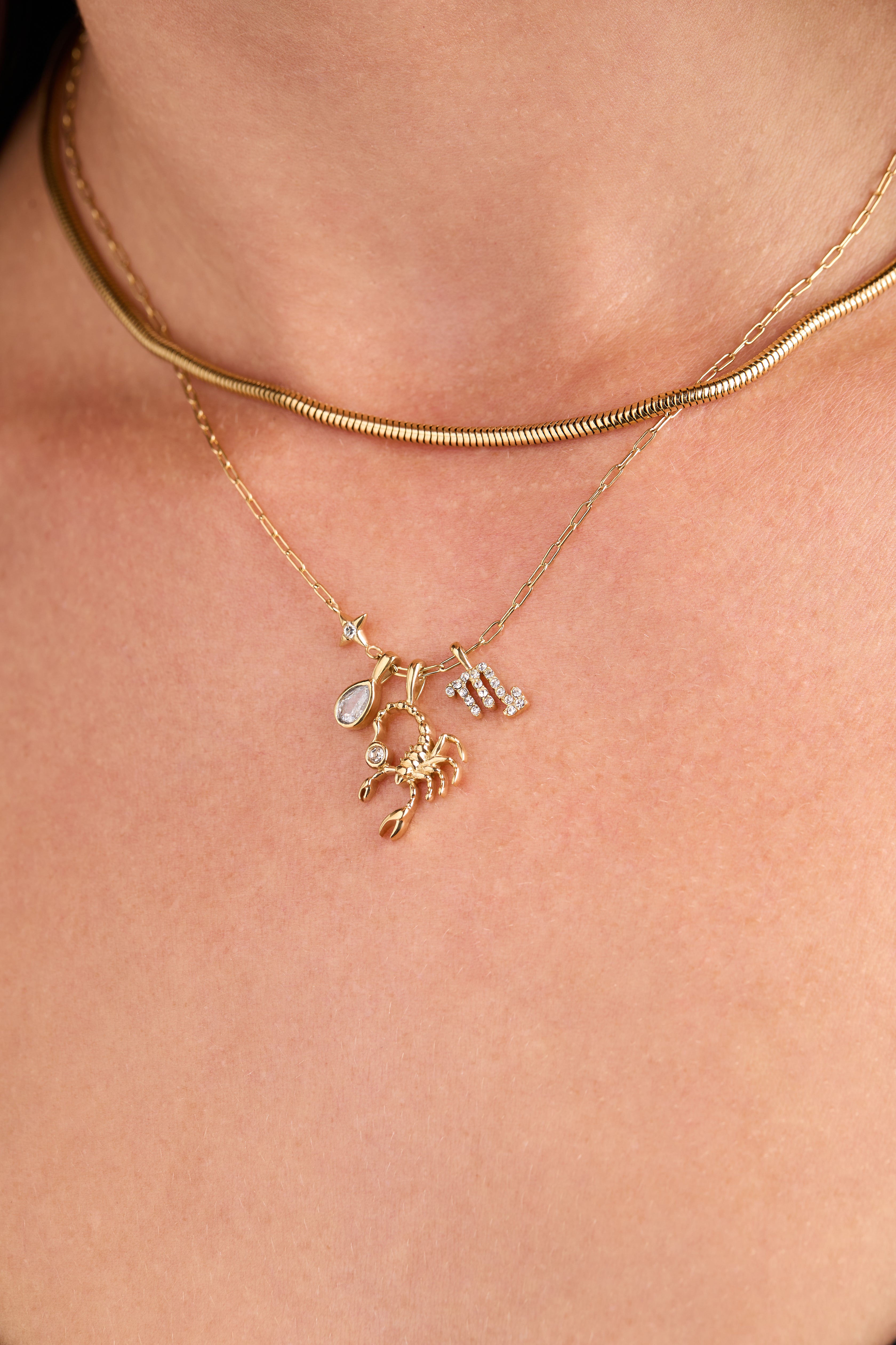Scorpio Charm Cluster Necklace Stainless Steel Gold | Alex and Ani