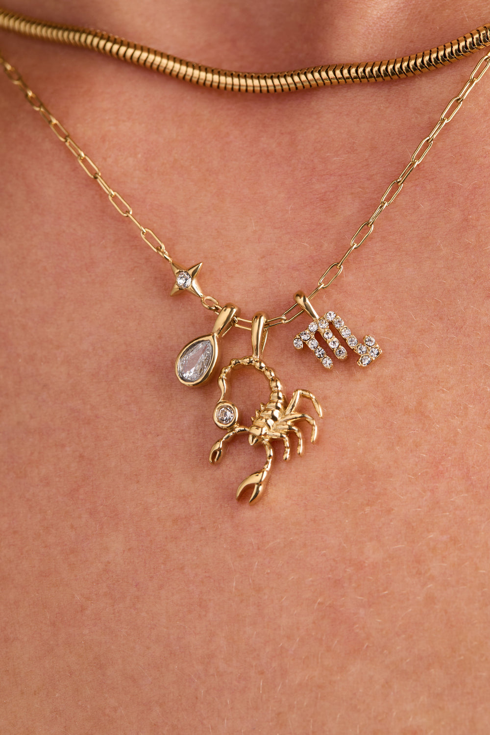 Scorpio Charm Cluster Necklace Stainless Steel Gold | Alex and Ani