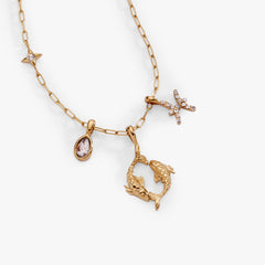 Pisces Charm Cluster Necklace Stainless Steel Gold | Alex and Ani